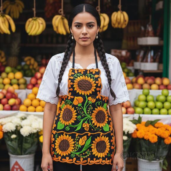 Mexican womas embroidered apron mothers day gift - Picture 2 of 5